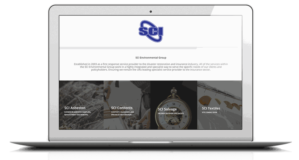SCI website shown on a laptop